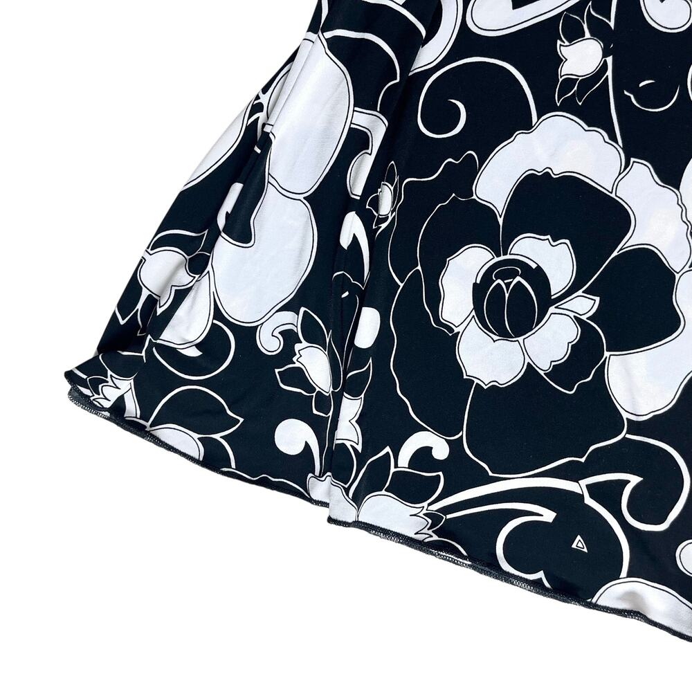 Retro Womens S Black White Floral Flare Skirt Carole Little - Picture 7 of 8